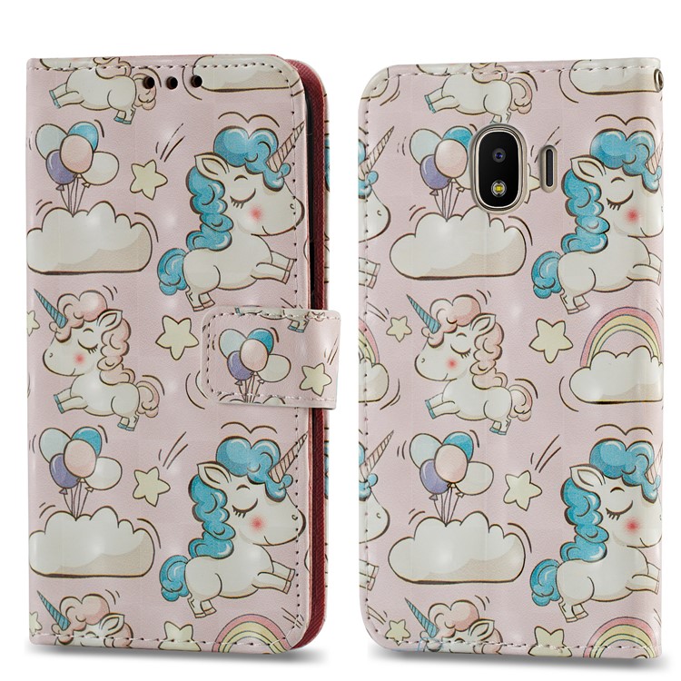 For Samsung Galaxy J2 Pro 2018 Leather Magnetic Folio Protective Case Accessory - Unicorns-4
