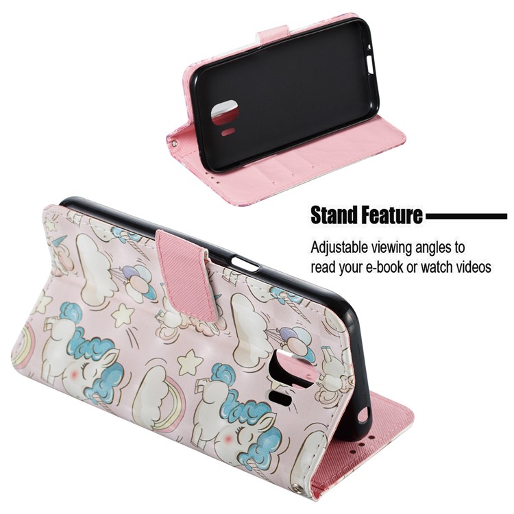 For Samsung Galaxy J2 Pro 2018 Leather Magnetic Folio Protective Case Accessory - Unicorns-5