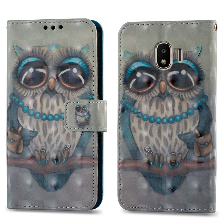 Leather Magnetic Wallet Card Holders Phone Cover Shell for Samsung Galaxy J2 Pro 2018 - Owl-4