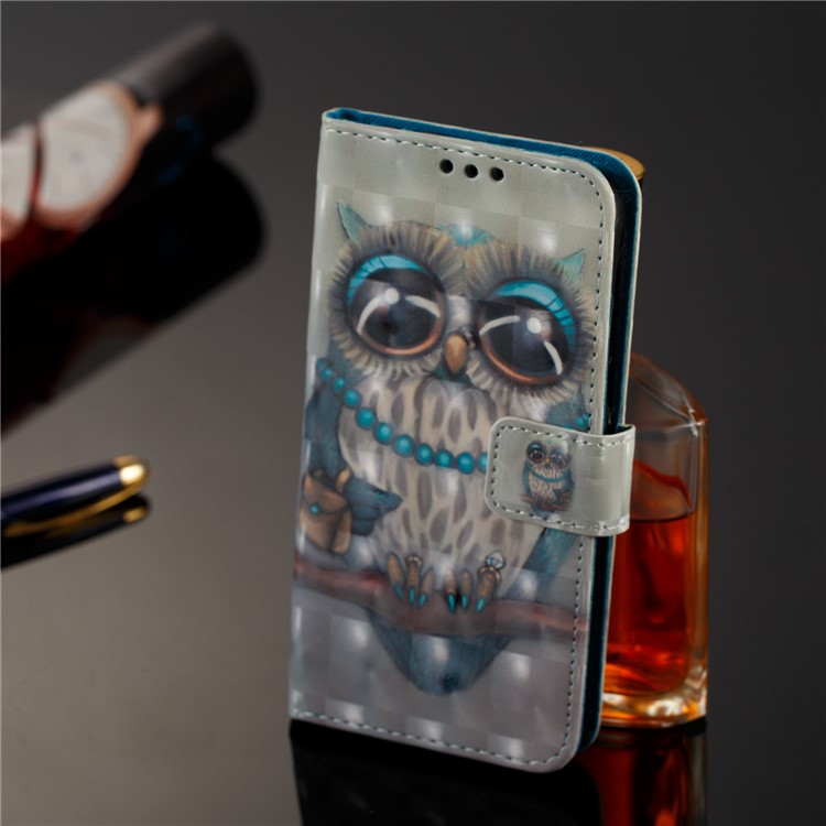 Leather Magnetic Wallet Card Holders Phone Cover Shell for Samsung Galaxy J2 Pro 2018 - Owl-8