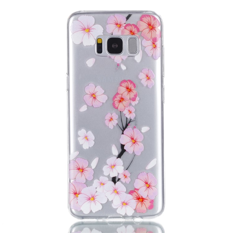 Rubberized Embossed Soft TPU Shell for Samsung Galaxy S8 G950 - Pink Flower-2