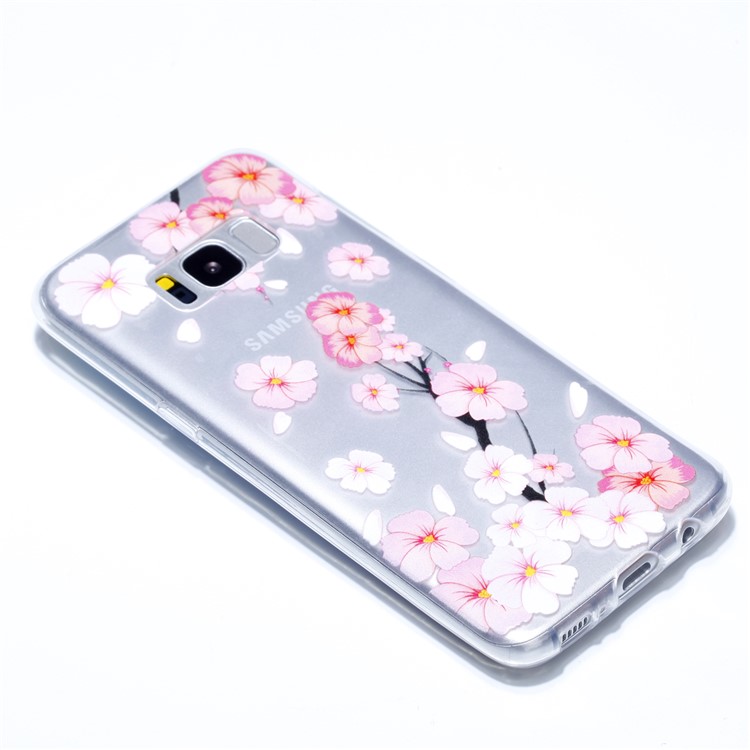 Rubberized Embossed Soft TPU Shell for Samsung Galaxy S8 G950 - Pink Flower-3