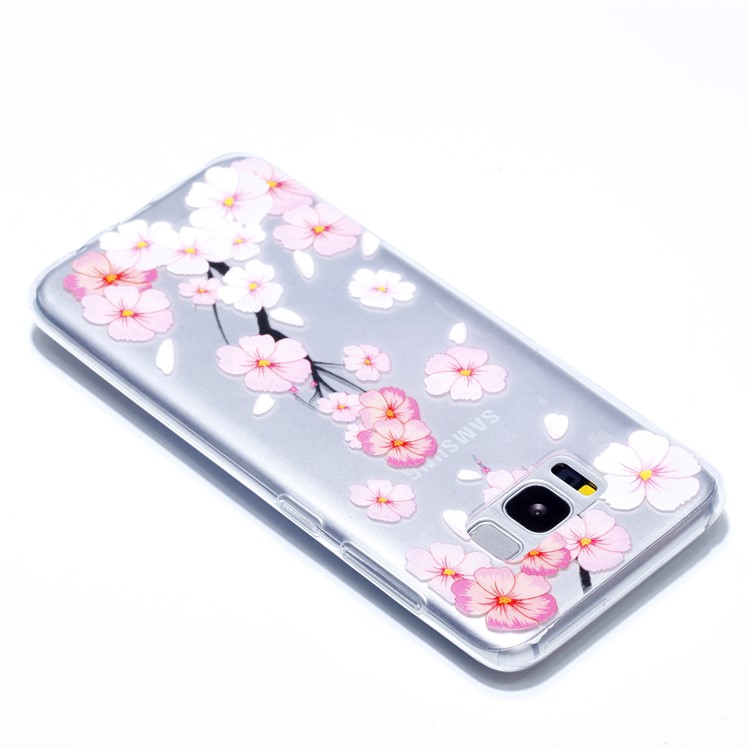 Rubberized Embossed Soft TPU Shell for Samsung Galaxy S8 G950 - Pink Flower-4