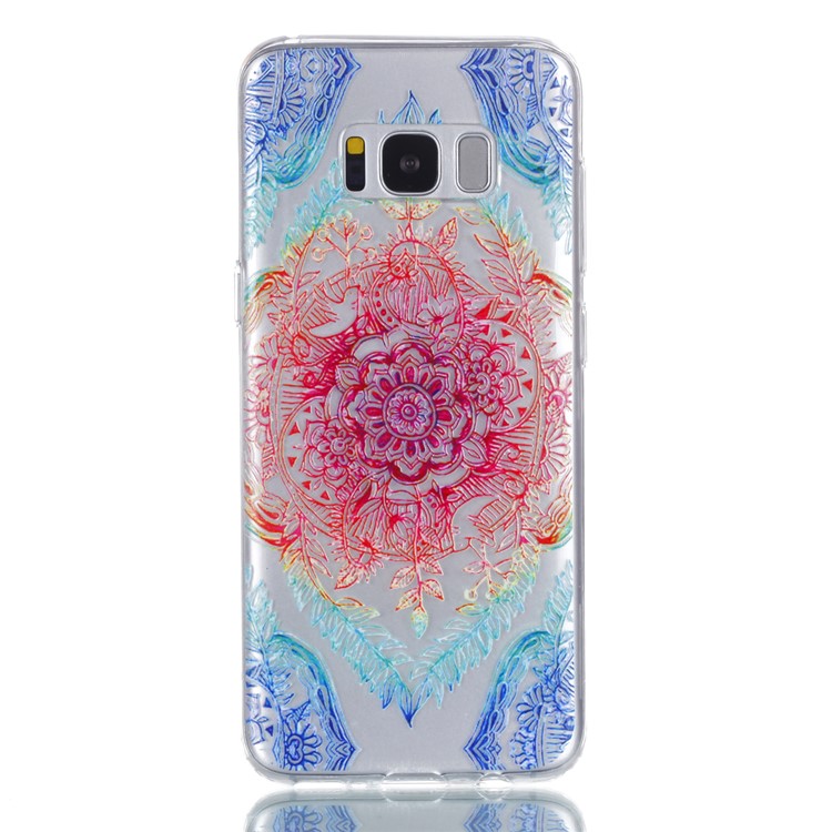 Rubberized Embossed Soft TPU Case Shell for Samsung Galaxy S8 G950 - Colorful Flower-2