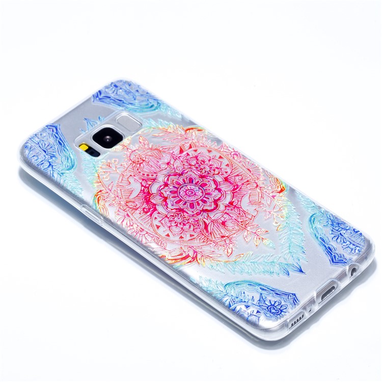 Rubberized Embossed Soft TPU Case Shell for Samsung Galaxy S8 G950 - Colorful Flower-3