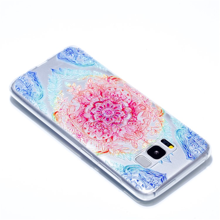 Rubberized Embossed Soft TPU Case Shell for Samsung Galaxy S8 G950 - Colorful Flower-4