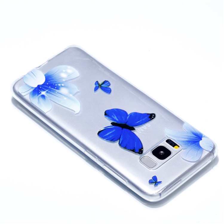 Rubberized Embossed Soft TPU Phone Casing for Samsung Galaxy S8 G950 - Purple Butterfly and Flower-4