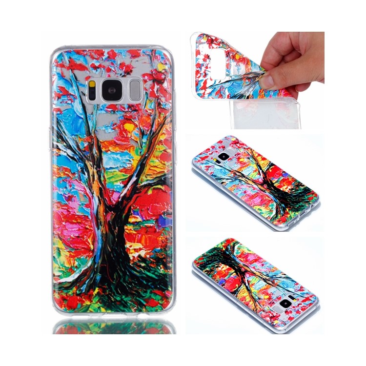 Embossment Patterned TPU Soft Back Case for Samsung Galaxy S8+ SM-G955 - Oil Painting-1