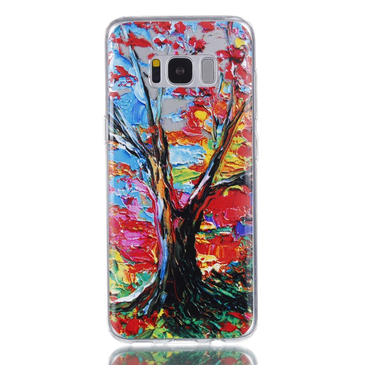 Embossment Patterned TPU Soft Back Case for Samsung Galaxy S8+ SM-G955 - Oil Painting-2