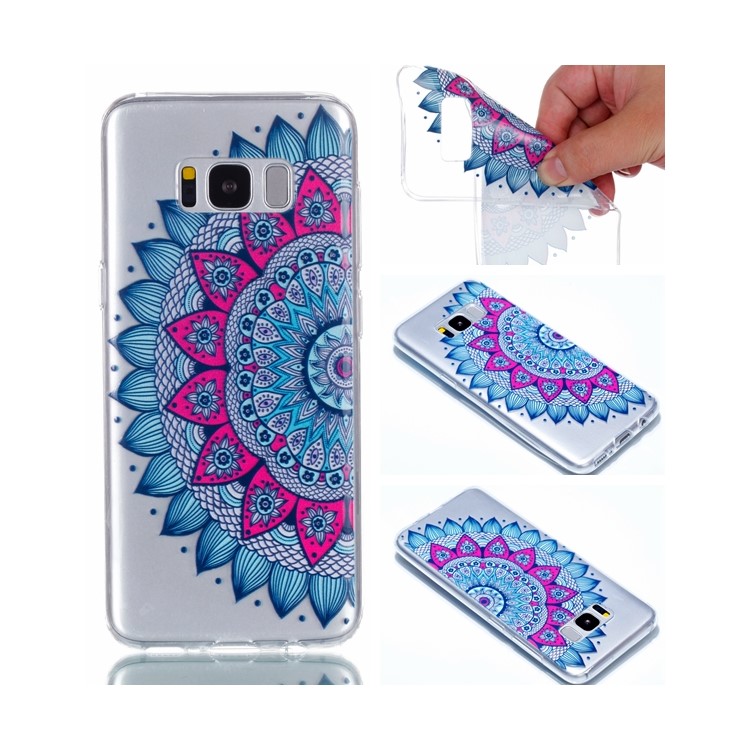 Embossment Patterned TPU Soft Back Shell for Samsung Galaxy S8 Plus SM-G955 - Half Flower-1