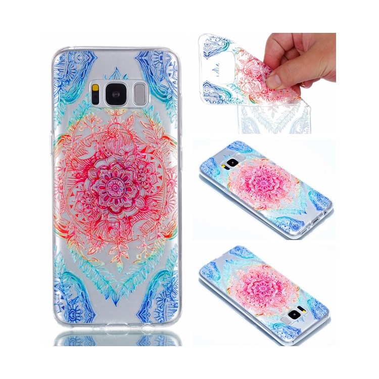 Embossment Patterned TPU Soft Cell Phone Case for Samsung Galaxy S8+ SM-G955 - Mandala-1