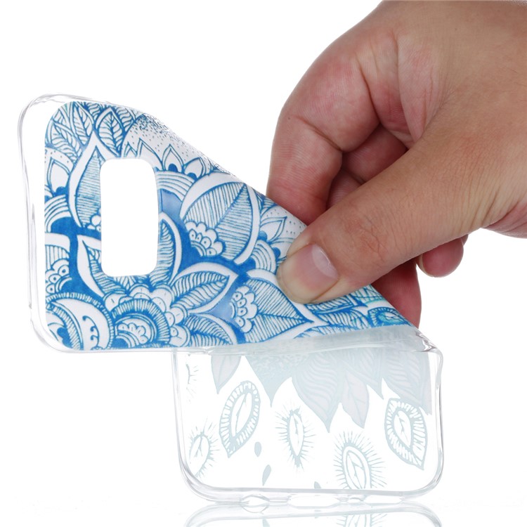 Embossment Patterned TPU Soft Protective Case for Samsung Galaxy S8+ SM-G955 - Cyan Flower-5