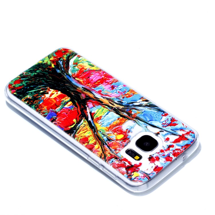 Embossment Patterned TPU Soft Back Case for Samsung Galaxy S7 SM-G930 - Oil Painting-4