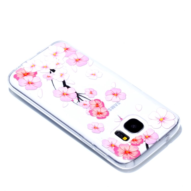 Embossment Patterned TPU Soft Back Cover for Samsung Galaxy S7 SM-G930 - Falling Flower-4