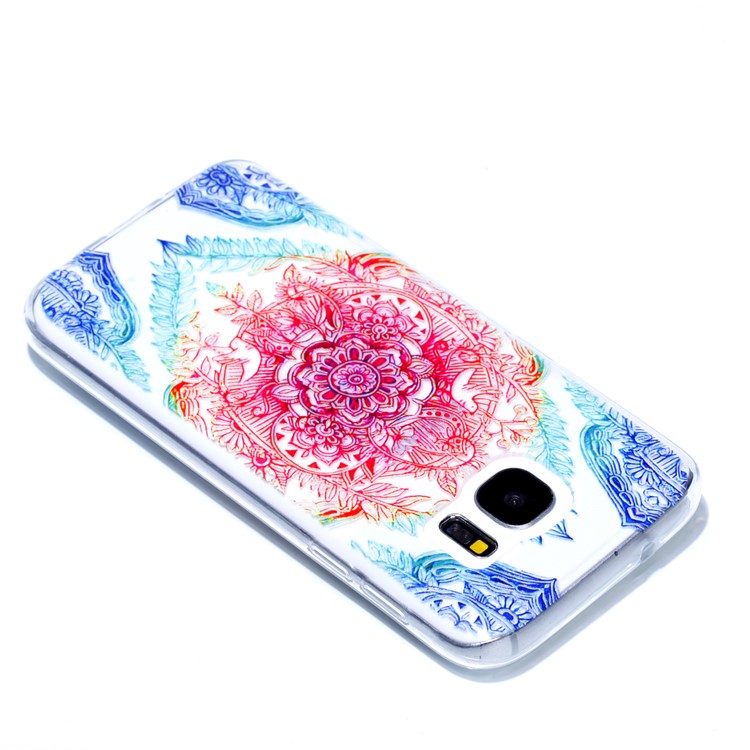 Embossment Patterned TPU Soft Cell Phone Case for Samsung Galaxy S7 SM-G930 - Mandala-4