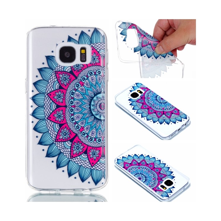 Embossment Patterned TPU Soft Cell Phone Cover for Samsung Galaxy S7 SM-G930 - Half Flower-1