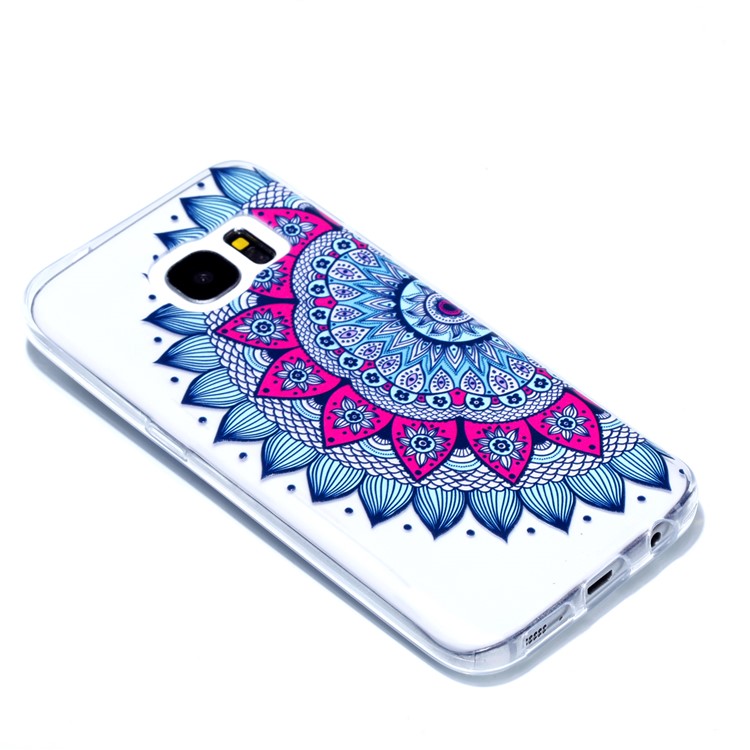 Embossment Patterned TPU Soft Cell Phone Cover for Samsung Galaxy S7 SM-G930 - Half Flower-3