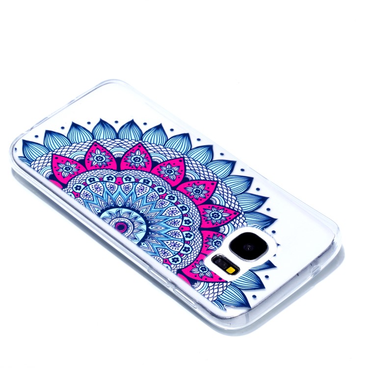 Embossment Patterned TPU Soft Cell Phone Cover for Samsung Galaxy S7 SM-G930 - Half Flower-4