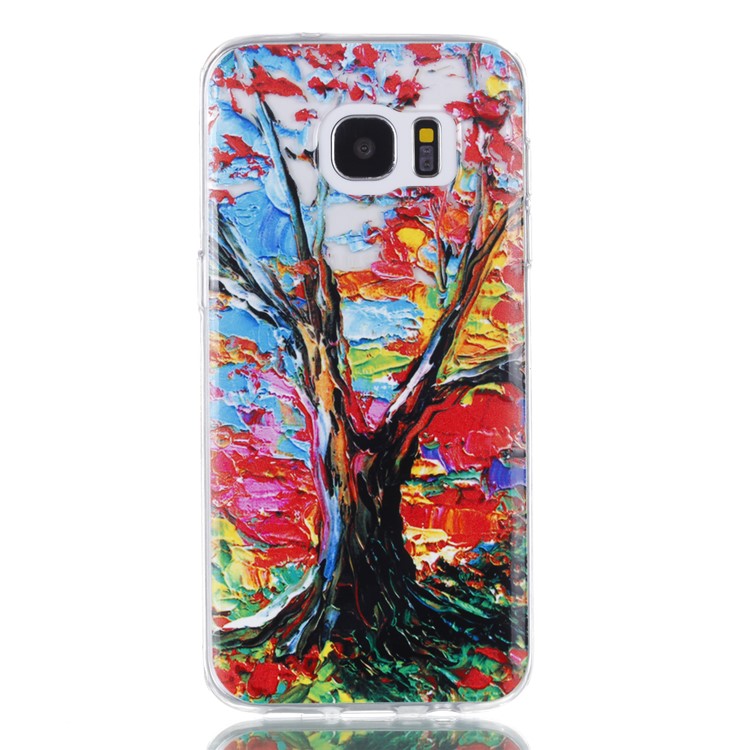 Embossment Patterned TPU Soft Back Case for Samsung Galaxy S7 edge SM-G935 - Oil Painting-2