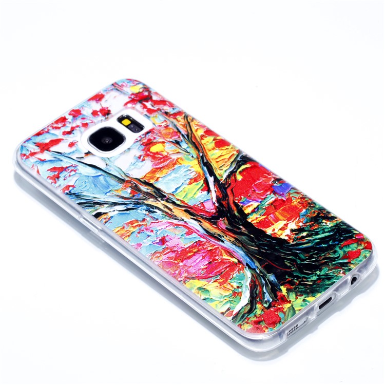 Embossment Patterned TPU Soft Back Case for Samsung Galaxy S7 edge SM-G935 - Oil Painting-3
