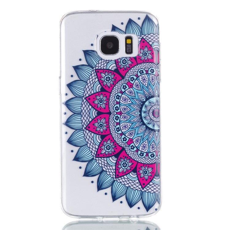 Embossment Patterned TPU Soft Back Cover for Samsung Galaxy S7 edge SM-G935 - Half Flower-2