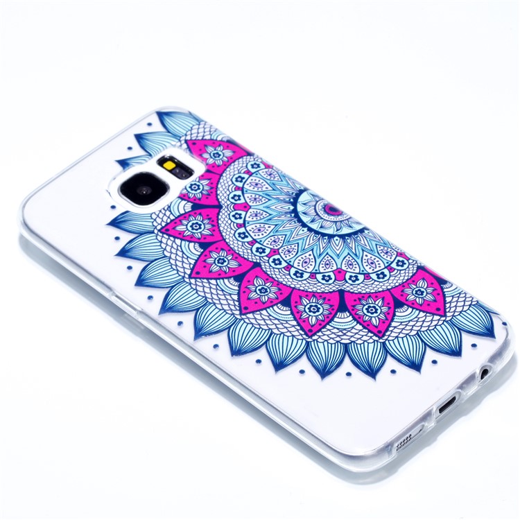 Embossment Patterned TPU Soft Back Cover for Samsung Galaxy S7 edge SM-G935 - Half Flower-3