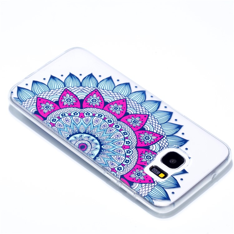 Embossment Patterned TPU Soft Back Cover for Samsung Galaxy S7 edge SM-G935 - Half Flower-4