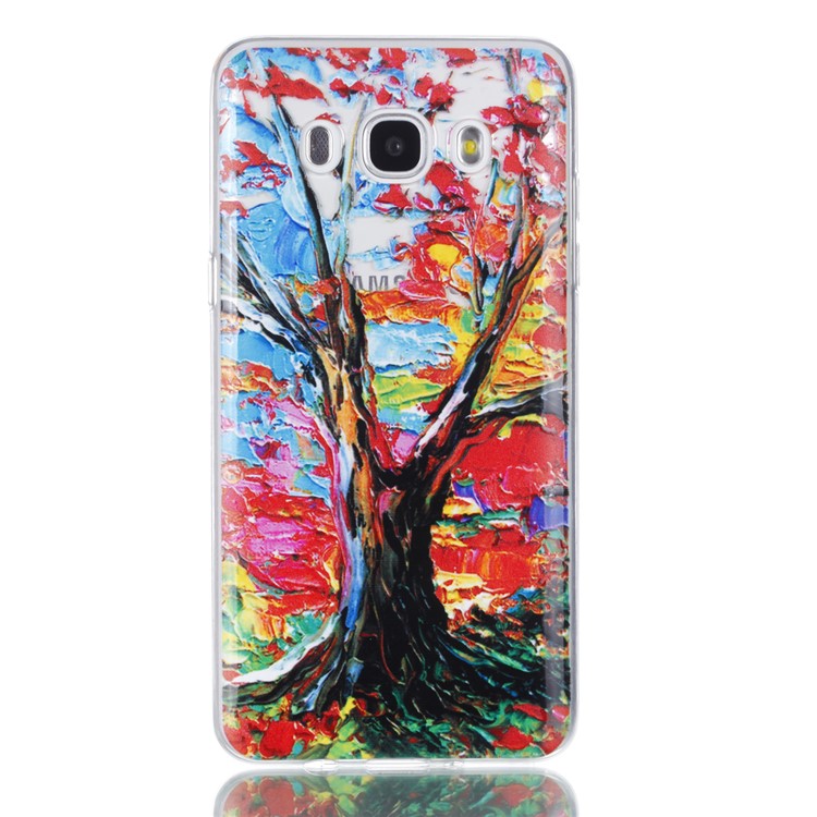 Rubberized Embossed Soft TPU Case for Samsung Galaxy J7 (2016) SM-J710 - Colored Painting Tree-2