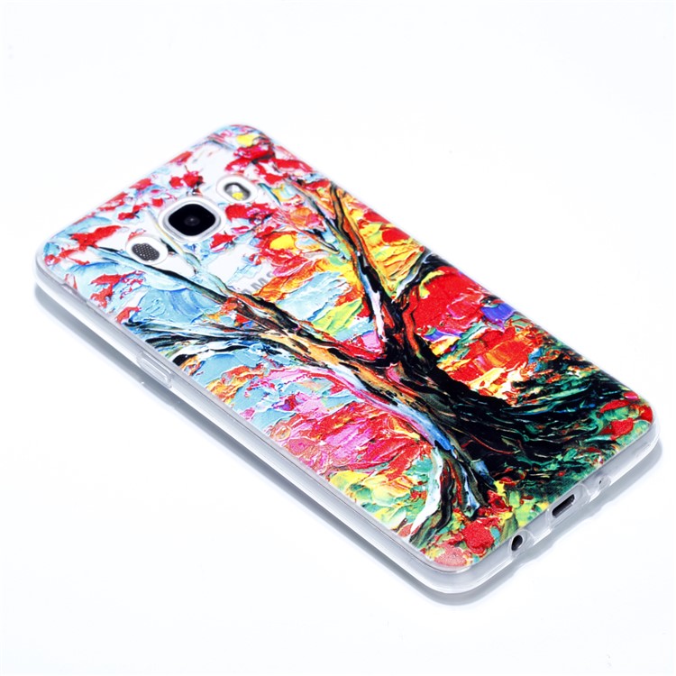 Rubberized Embossed Soft TPU Case for Samsung Galaxy J7 (2016) SM-J710 - Colored Painting Tree-3