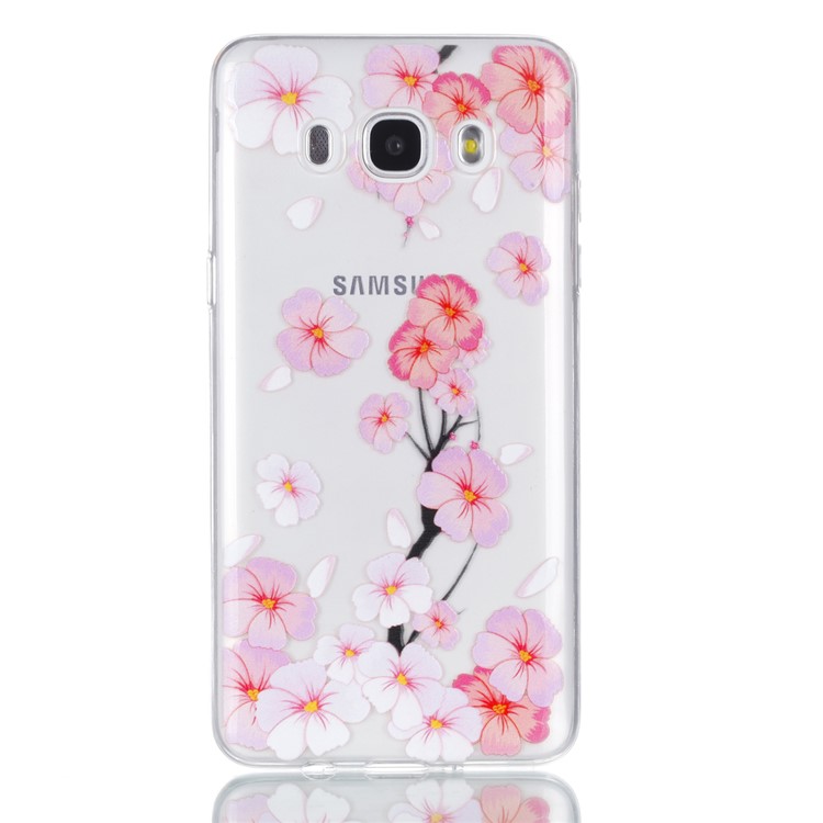 Rubberized Embossed Soft TPU Mobile Cover for Samsung Galaxy J7 (2016) SM-J710 - Pink Flower-2
