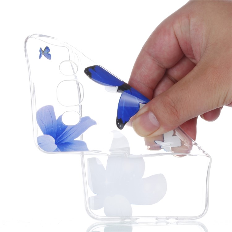 Rubberized Embossed Soft TPU Back Case for Samsung Galaxy J7 (2016) SM-J710 - Blue Butterfly and Flower-5