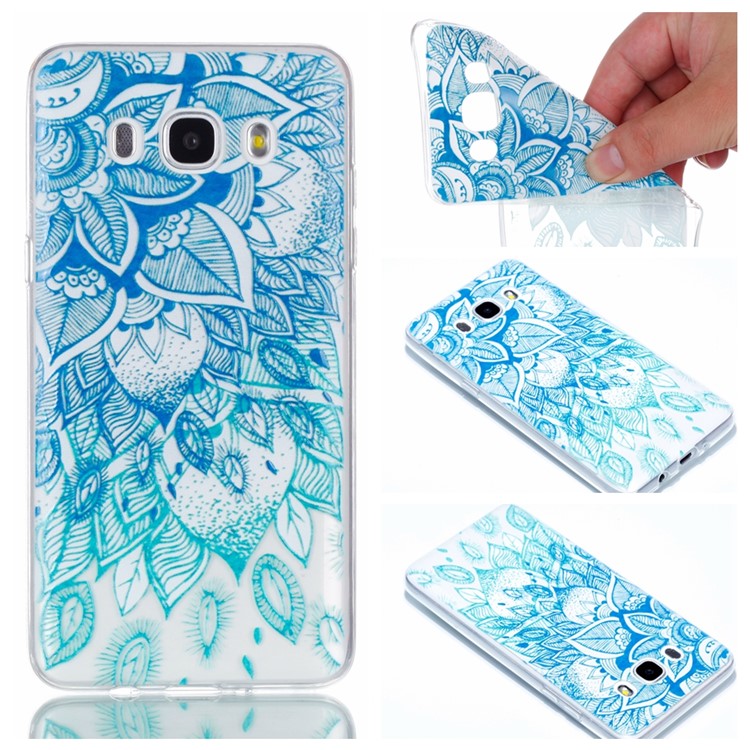 Rubberized Embossed Soft TPU Gel Casing for Samsung Galaxy J7 (2016) SM-J710 - Henna Flower-1