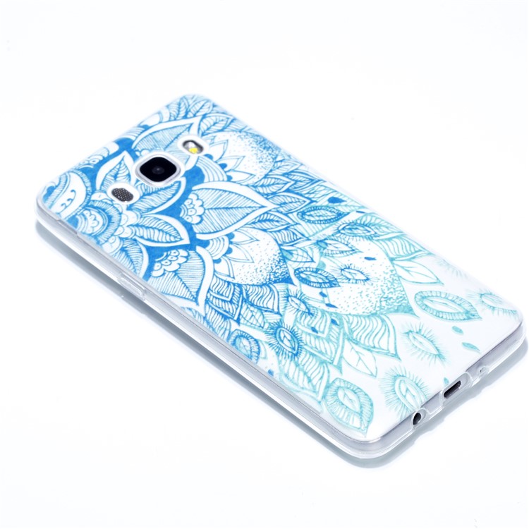 Rubberized Embossed Soft TPU Gel Casing for Samsung Galaxy J7 (2016) SM-J710 - Henna Flower-3