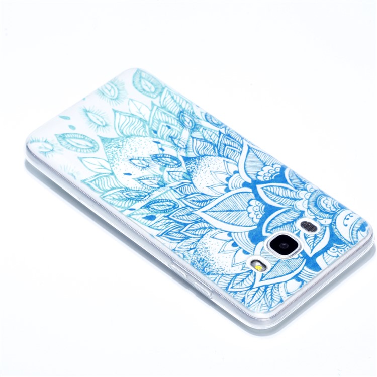 Rubberized Embossed Soft TPU Gel Casing for Samsung Galaxy J7 (2016) SM-J710 - Henna Flower-4