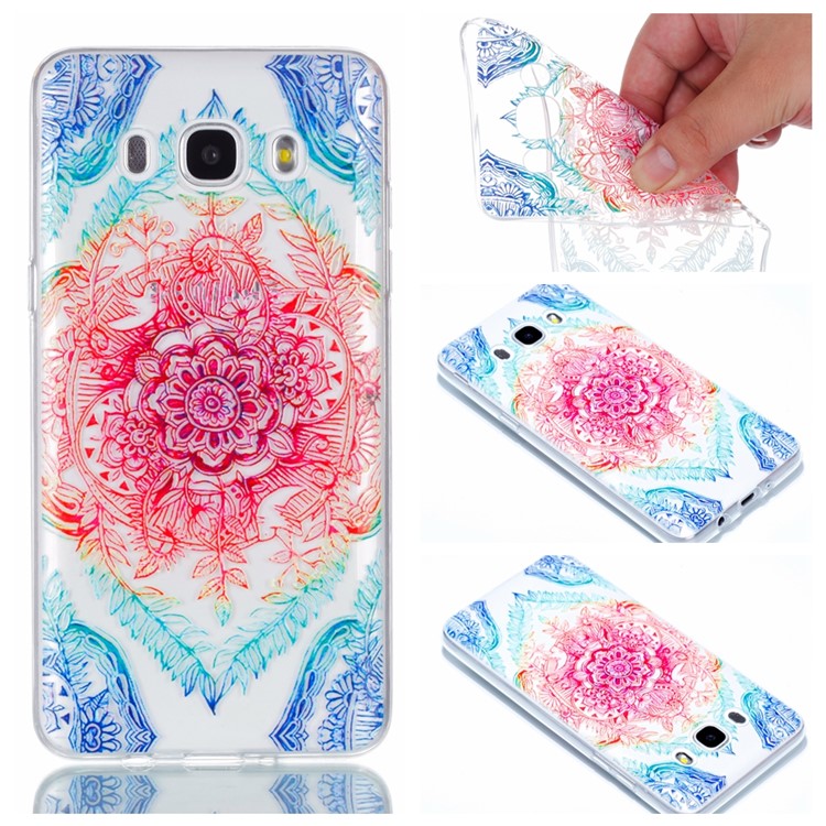 

Rubberized Embossed TPU Mobile Cover for Samsung Galaxy J7 (2016) SM-J710 - Colorful Flower
