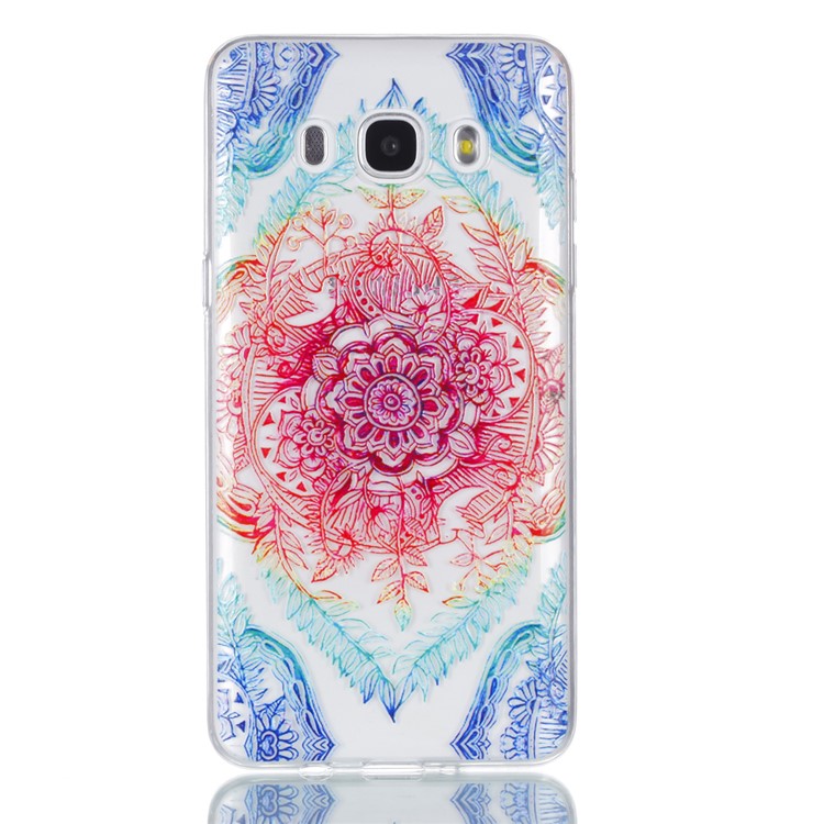 Rubberized Embossed TPU Mobile Cover for Samsung Galaxy J7 (2016) SM-J710 - Colorful Flower-2