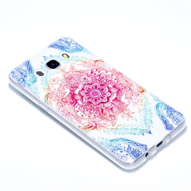Rubberized Embossed TPU Mobile Cover for Samsung Galaxy J7 (2016) SM-J710 - Colorful Flower-3