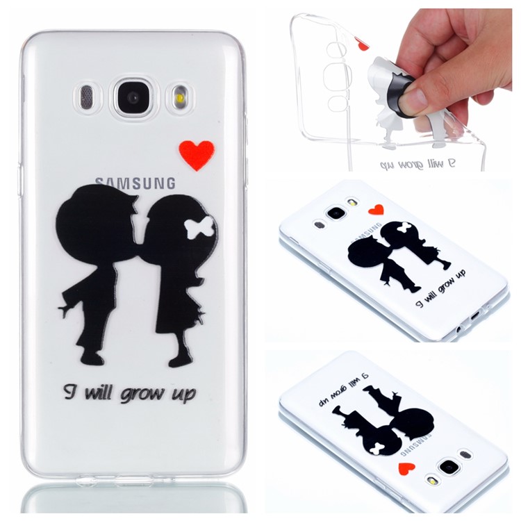 

Rubberized Embossed TPU Phone Shell for Samsung Galaxy J7 (2016) SM-J710 - Kissing Lovers
