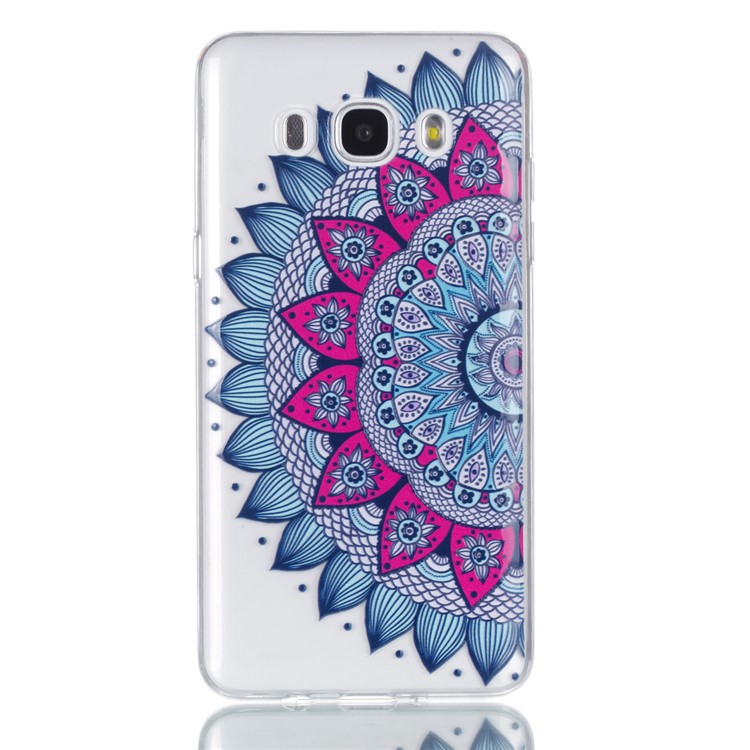 Rubberized Embossed TPU Cell Phone Case for Samsung Galaxy J7 (2016) SM-J710 - Half Mandala Flower-2