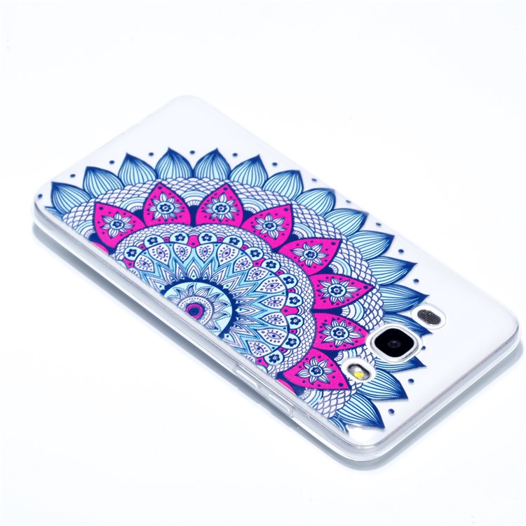 Rubberized Embossed TPU Cell Phone Case for Samsung Galaxy J7 (2016) SM-J710 - Half Mandala Flower-4
