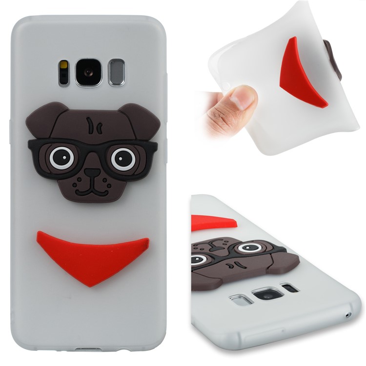 Lovely 3D Dog Pattern TPU Cell Phone Cover for Samsung Galaxy S8 SM-G950 - White-1