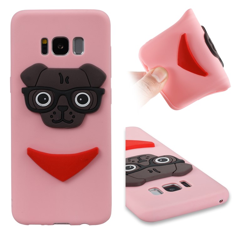 Lovely 3D Dog Pattern TPU Cell Phone Case for Samsung Galaxy S8 SM-G950 - Pink-1