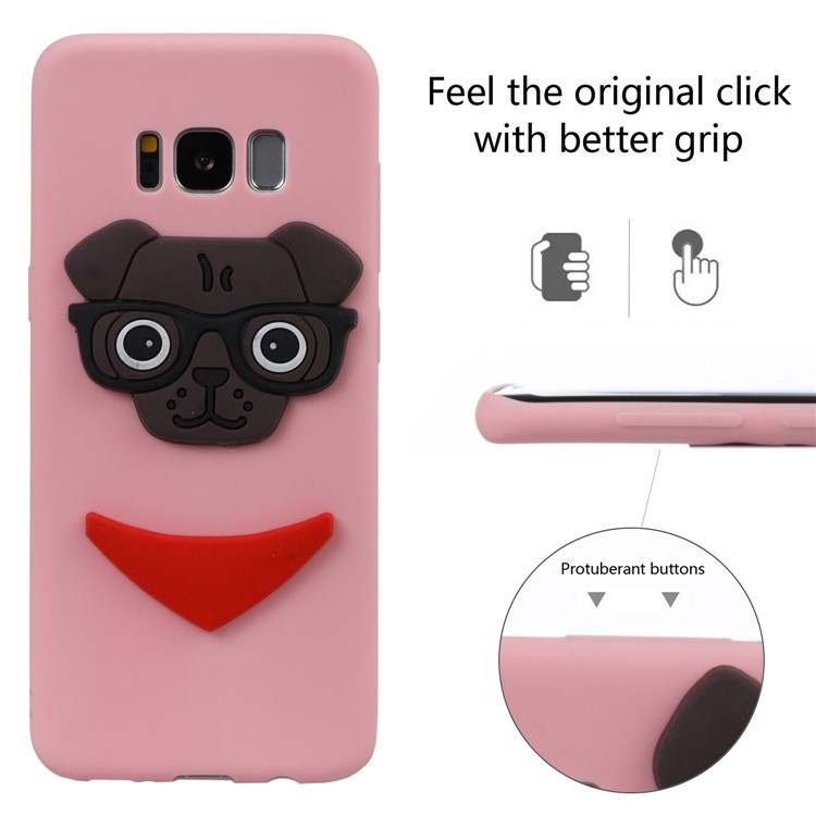 Lovely 3D Dog Pattern TPU Cell Phone Case for Samsung Galaxy S8 SM-G950 - Pink-3