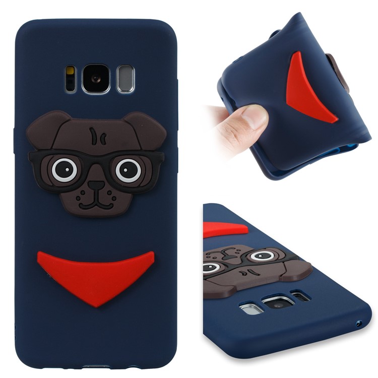 Lovely 3D Dog Pattern TPU Protection Phone Case Accessory for Samsung Galaxy S8 SM-G950 - Dark Blue-1