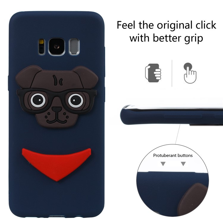 Lovely 3D Dog Pattern TPU Protection Phone Case Accessory for Samsung Galaxy S8 SM-G950 - Dark Blue-3
