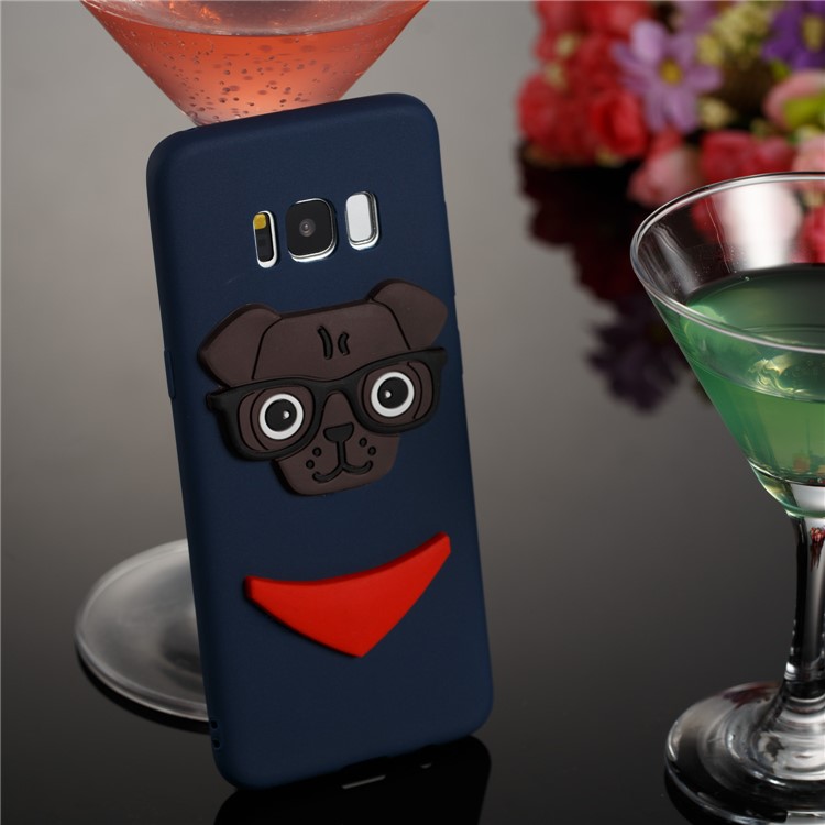 Lovely 3D Dog Pattern TPU Protection Phone Case Accessory for Samsung Galaxy S8 SM-G950 - Dark Blue-4