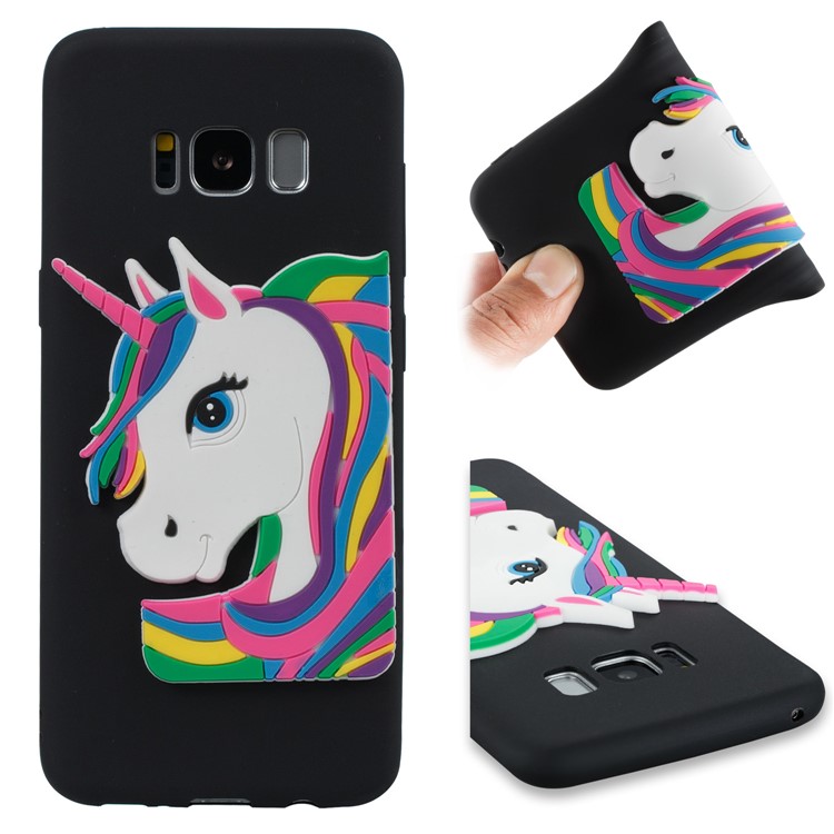 Lovely 3D Unicorn Pattern Soft TPU Case for Samsung Galaxy S8 SM-G950 - Black-1
