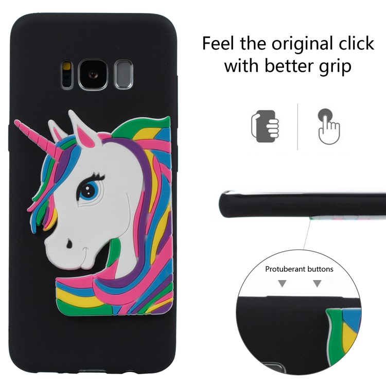 Lovely 3D Unicorn Pattern Soft TPU Case for Samsung Galaxy S8 SM-G950 - Black-3