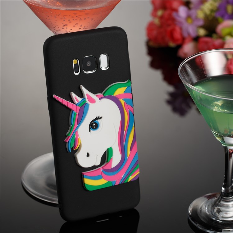 Lovely 3D Unicorn Pattern Soft TPU Case for Samsung Galaxy S8 SM-G950 - Black-4