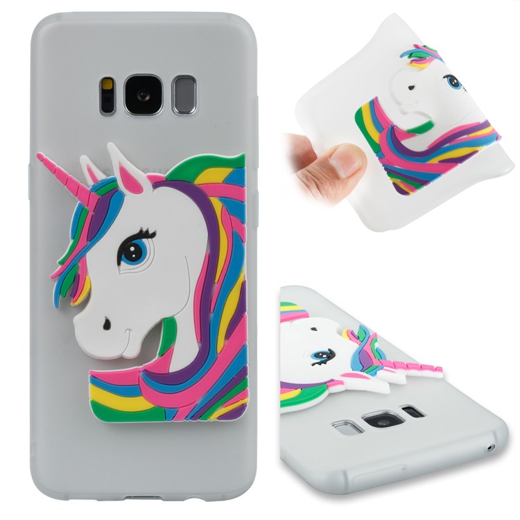 Lovely 3D Unicorn Pattern Soft TPU Shell Case for Samsung Galaxy S8 SM-G950 - White-1